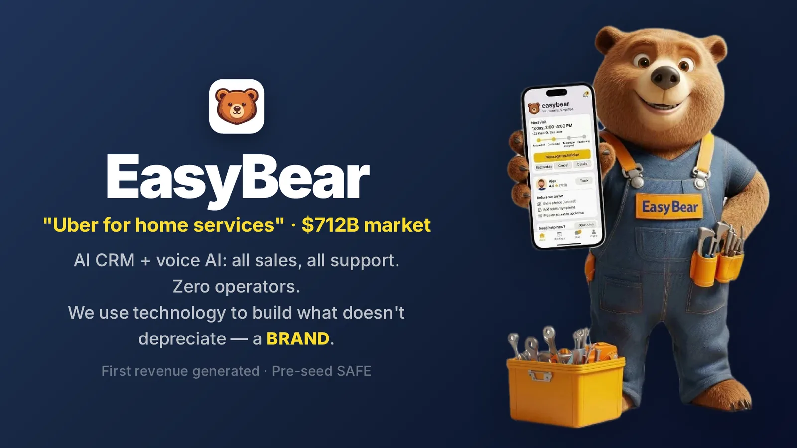 Cover — EasyBear, "Uber for home services" in a $712B market, with zero operators