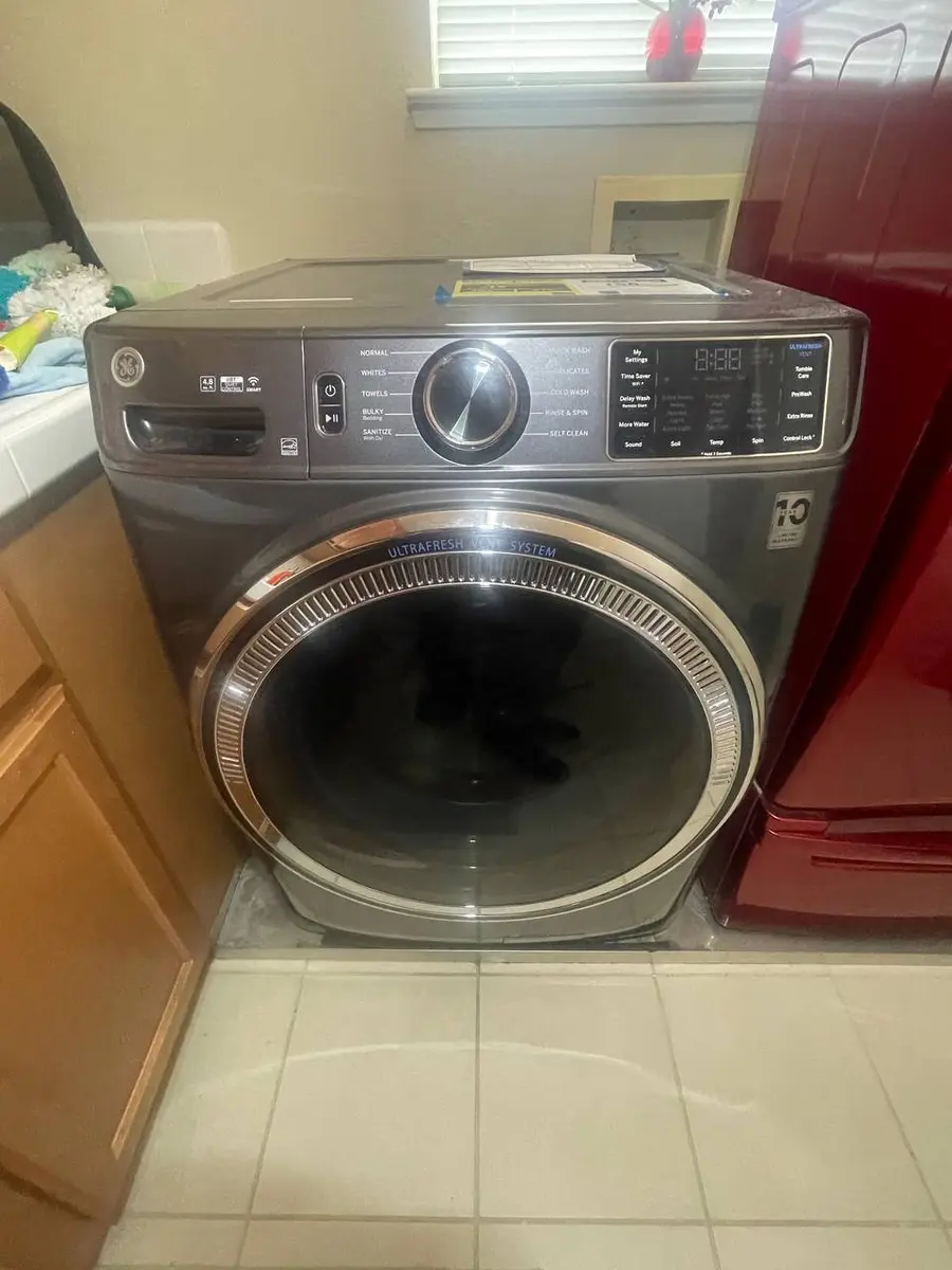 GE UltraFresh front-load washer in customer home — EasyBear technician visit