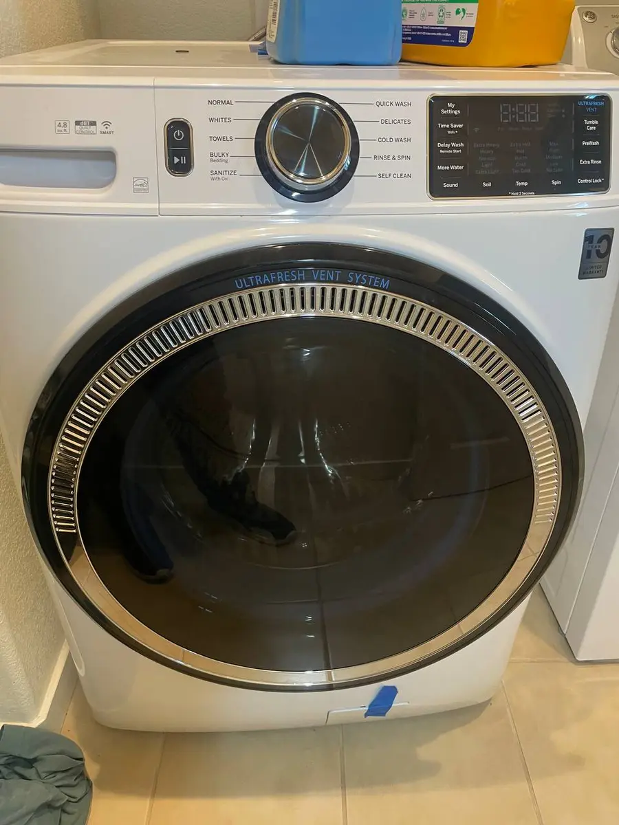 GE UltraFresh washer in white finish — EasyBear appliance repair